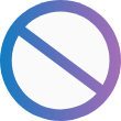 Discontinue use icon in blue and purple color.